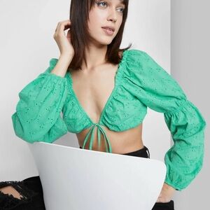 🔹4/$25- ‎ Wild Fable Puff Long Sleeve Milkmaid Top